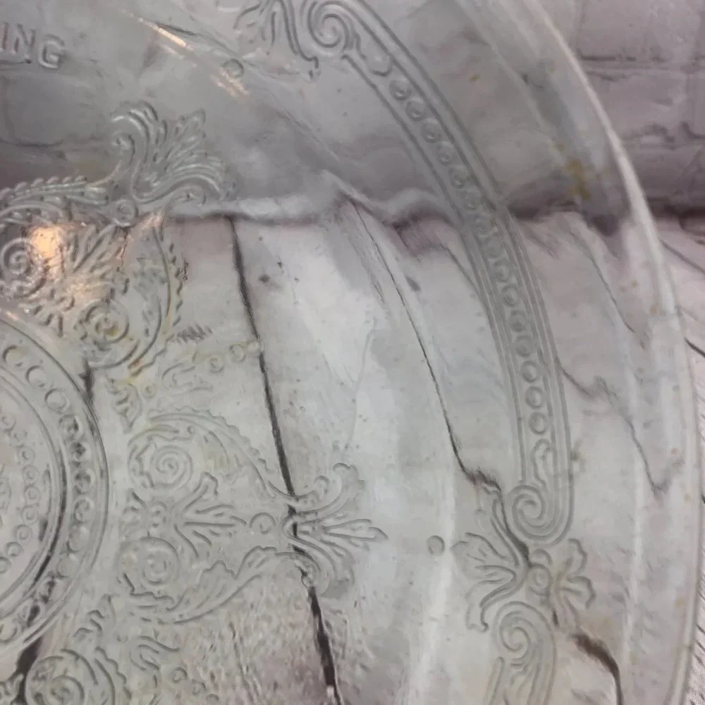 vintage fire king embossed pie plate